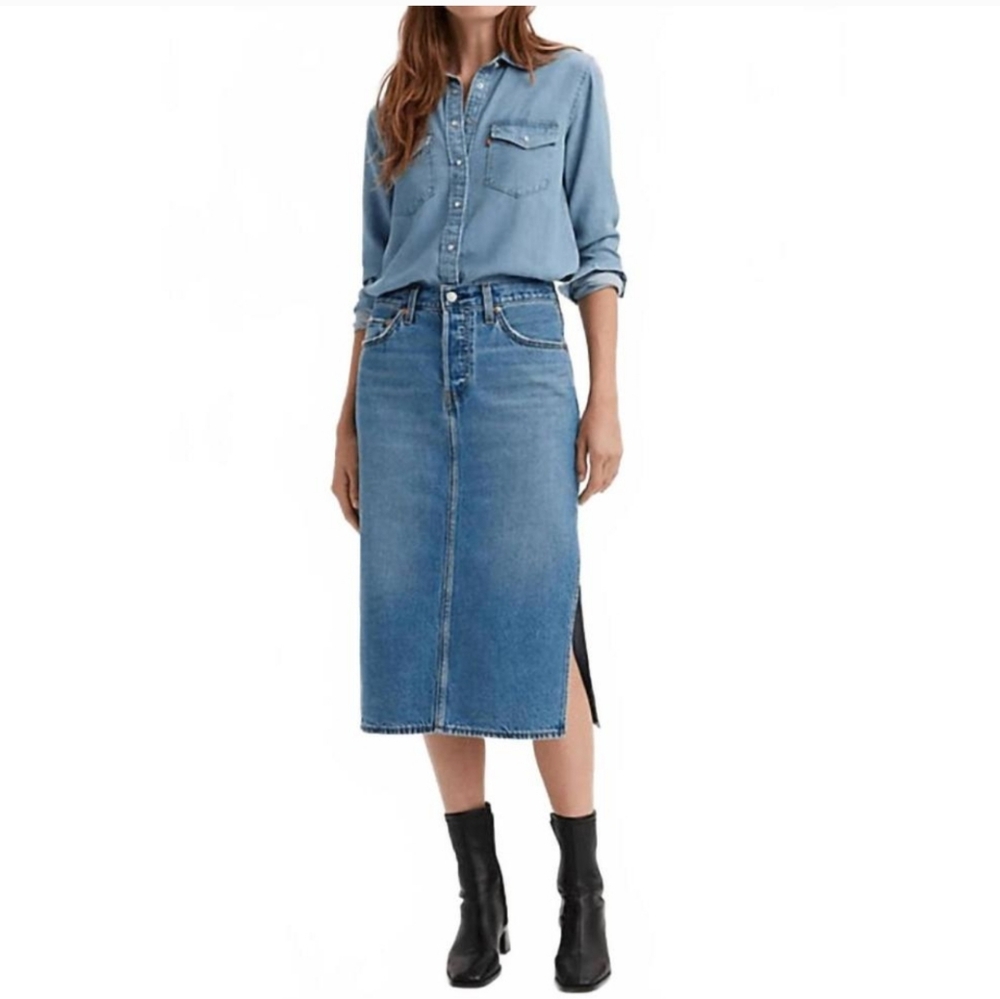NEW LEVI'S Side Slit Midi Skirt - Size 29